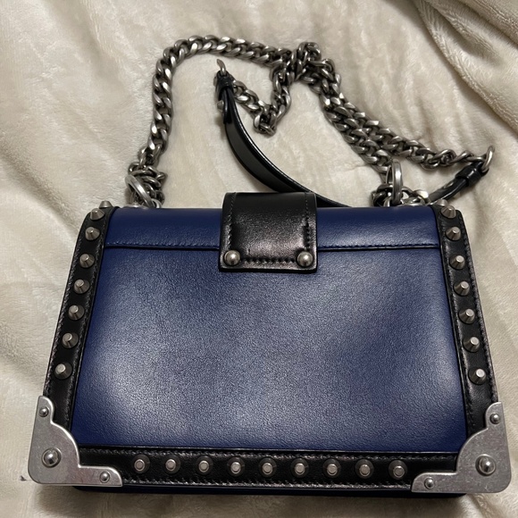 Prada Cahier Studded Shoulder Bag – Blue/Black Leather (pre-loved with COA) - Picture 6 of 7